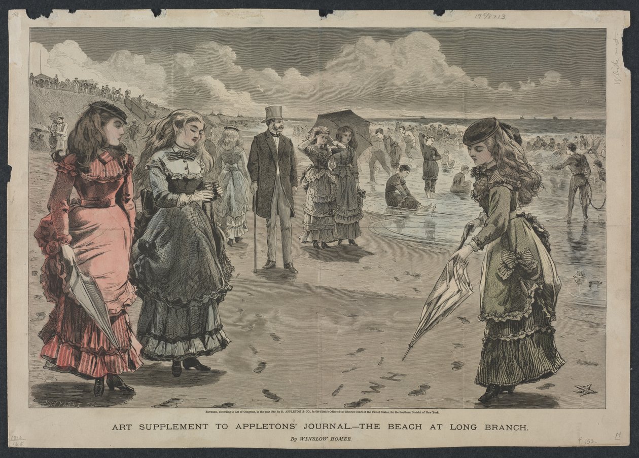 Het strand van Long Branch door Winslow Homer