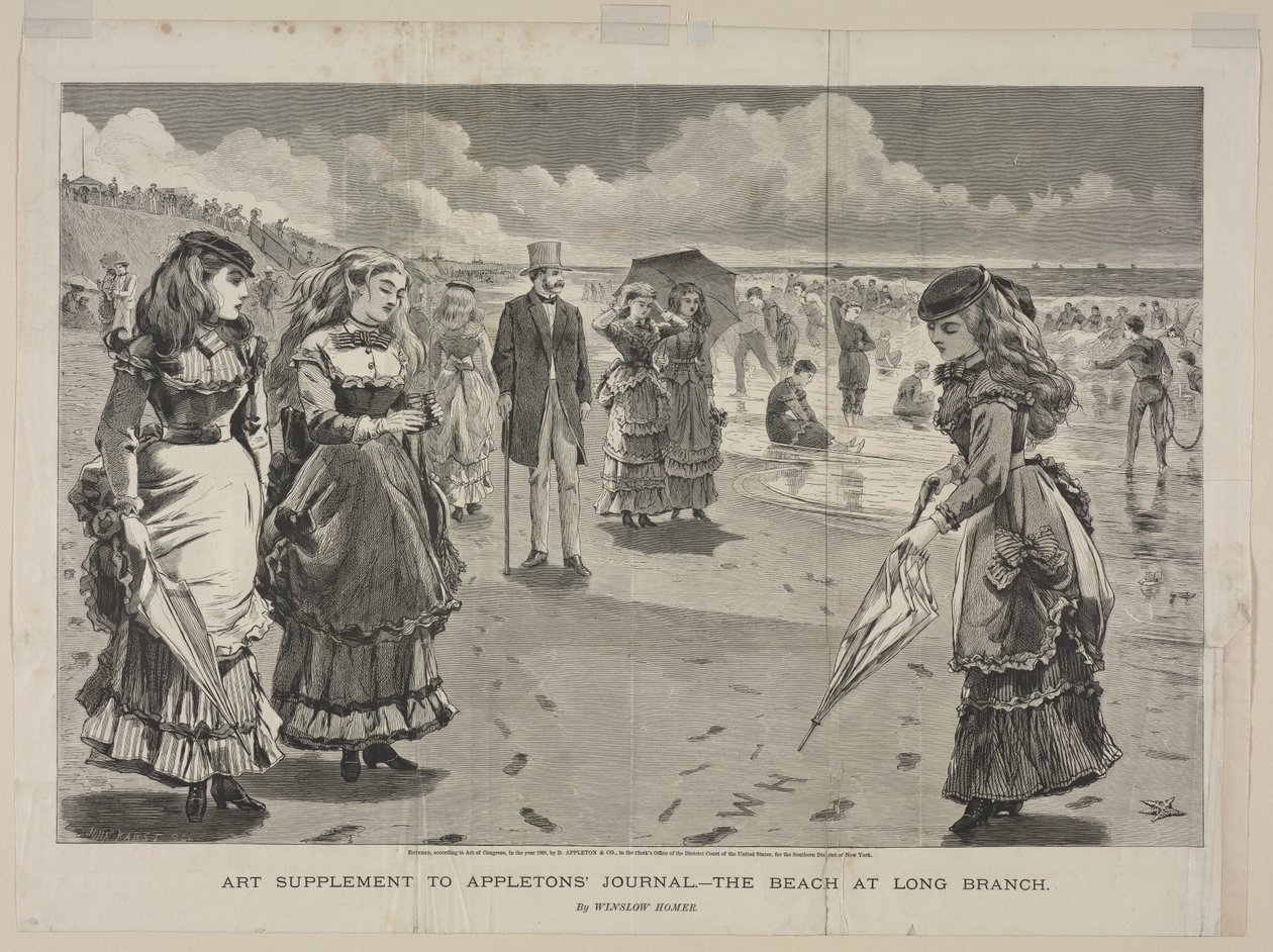 Het strand van Long Branch, 1869 door Winslow Homer