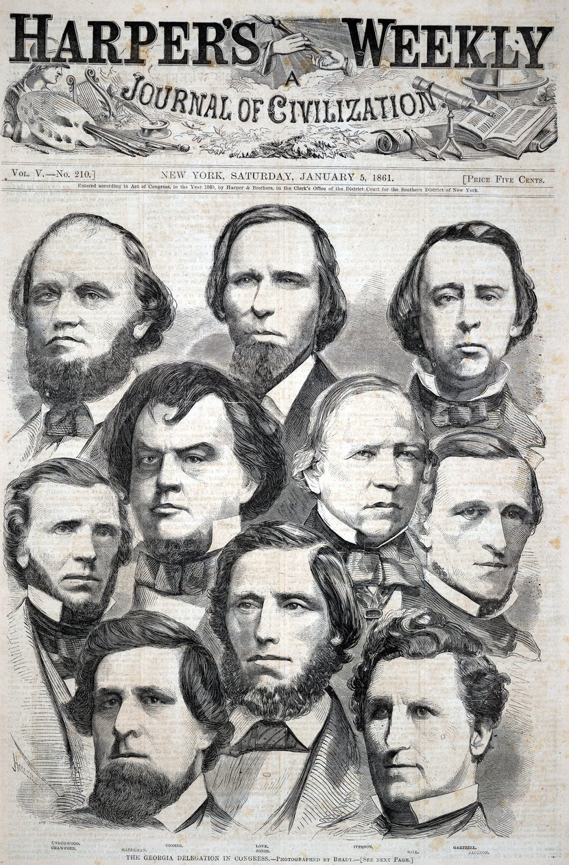 De delegatie van Georgia in het Congres – Foto door Brady, uit Harper’s Weekly, 5 januari 1861 door Winslow Homer