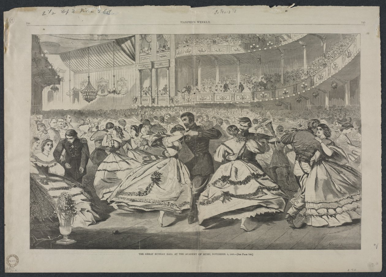 Het grote Russische bal in de Muziekacademie, 5 november 1863 door Winslow Homer