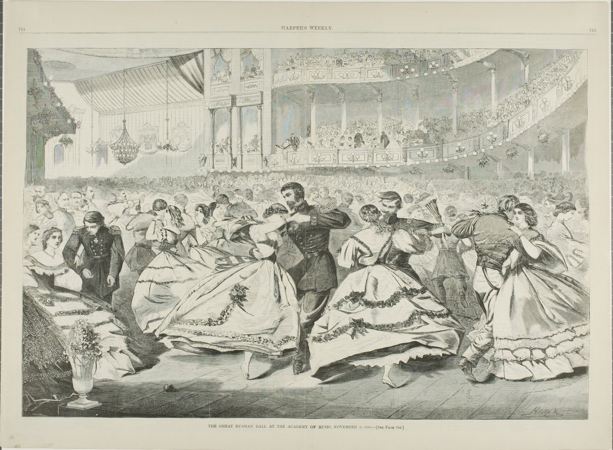 Het grote Russische bal in de Muziekacademie, 5 november 1863 door Winslow Homer