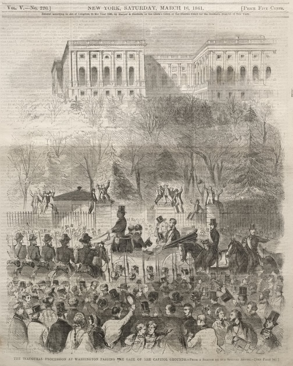 De inauguratieoptocht in Washington passeert de poort van het Capitoolterrein door Winslow Homer