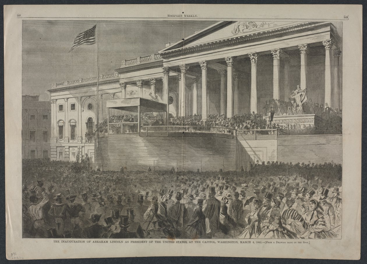De Inauguratie van Abraham Lincoln als President van de Verenigde Staten, 4 maart 1861, 1861 door Winslow Homer