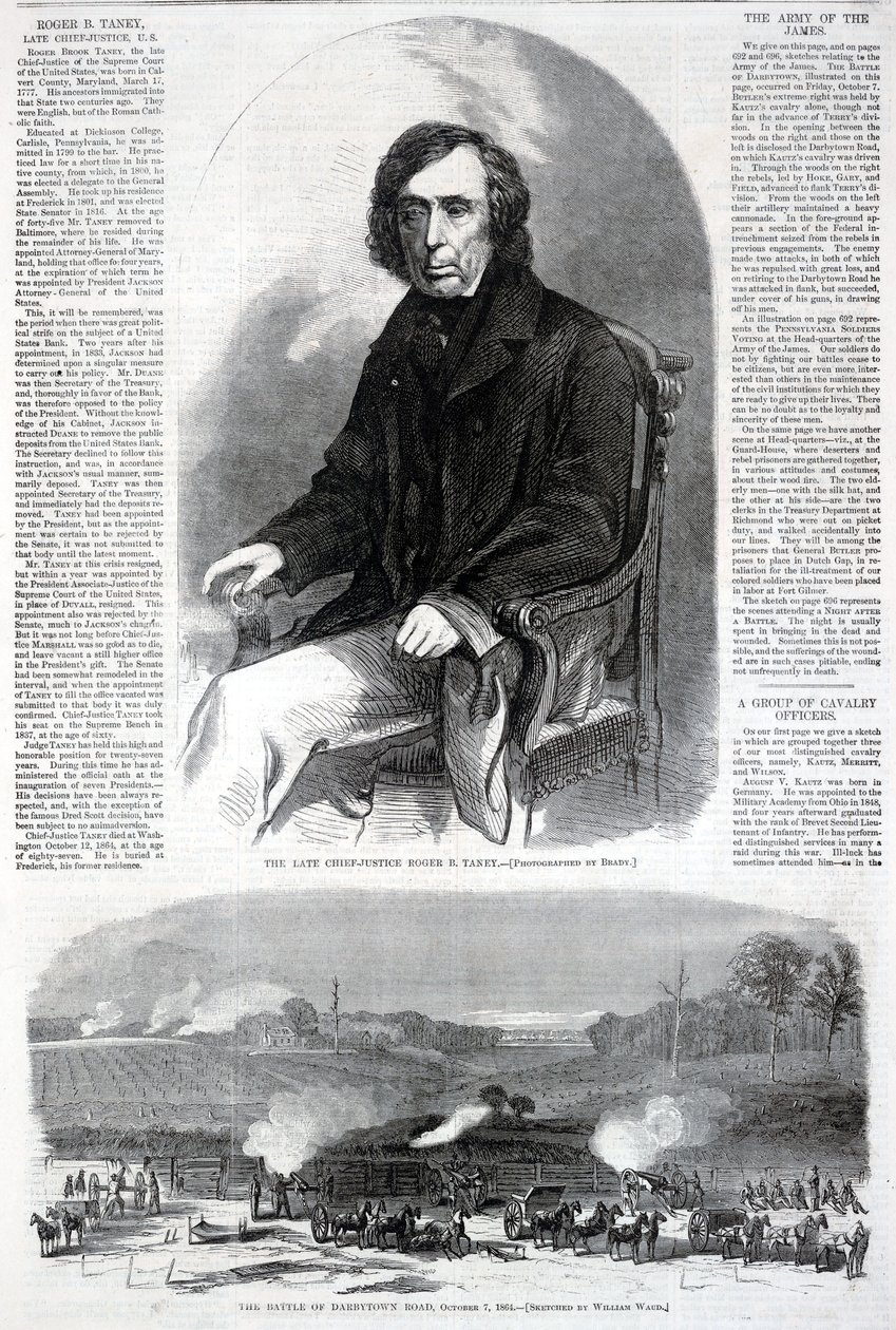 De overleden opperrechter Roger B. Taney, uit Harper