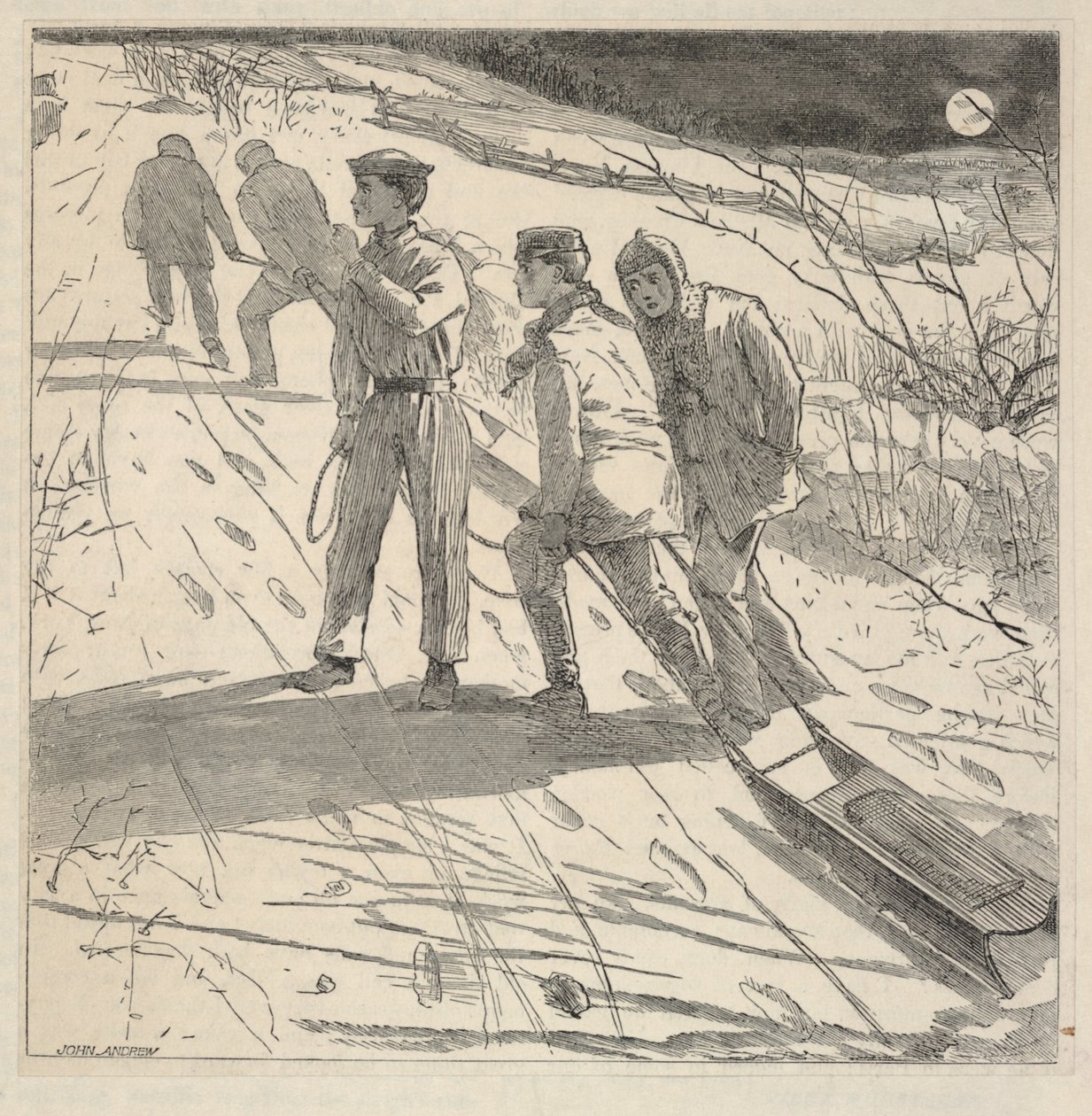 The Midnight Coast, uit The Riverside Magazine for Young People, januari 1867 door Winslow Homer