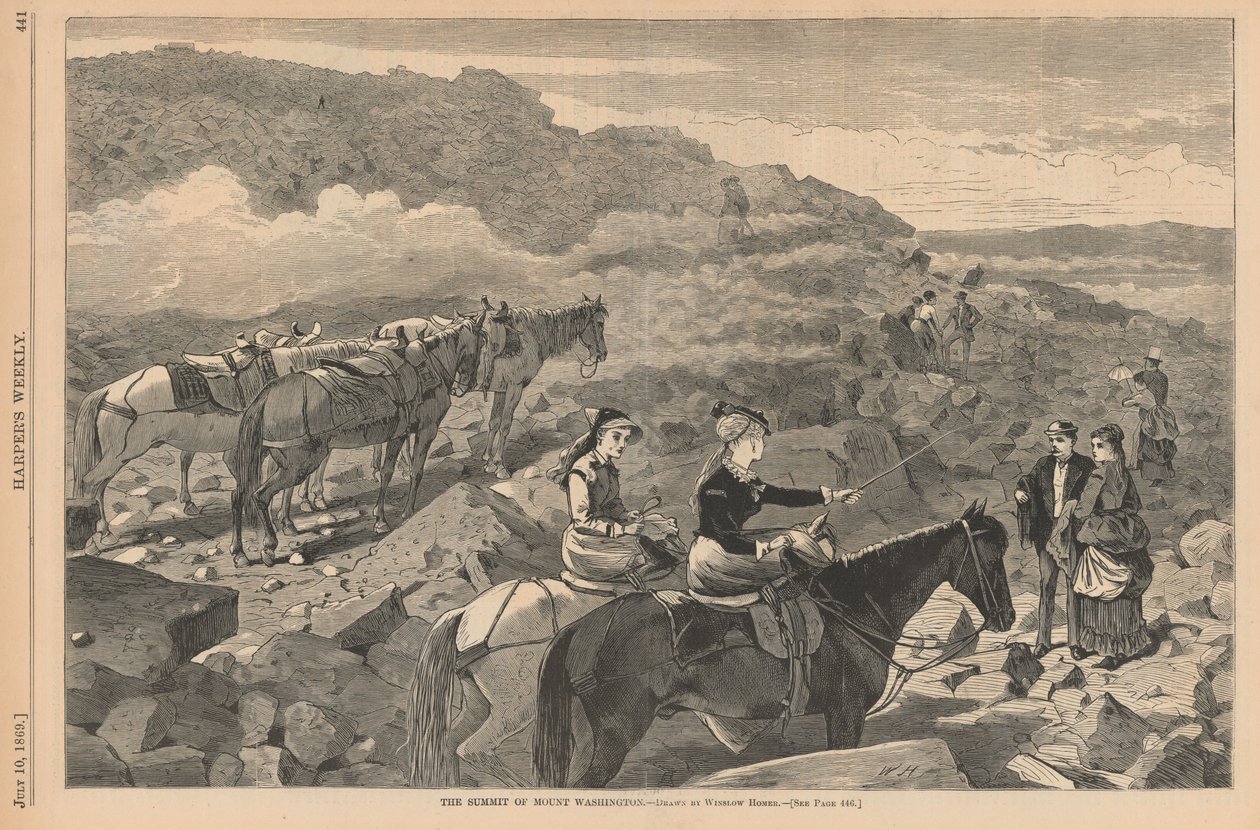 De top van Mount Washington, uit Harper’s Weekly, 10 juli 1869 door Winslow Homer