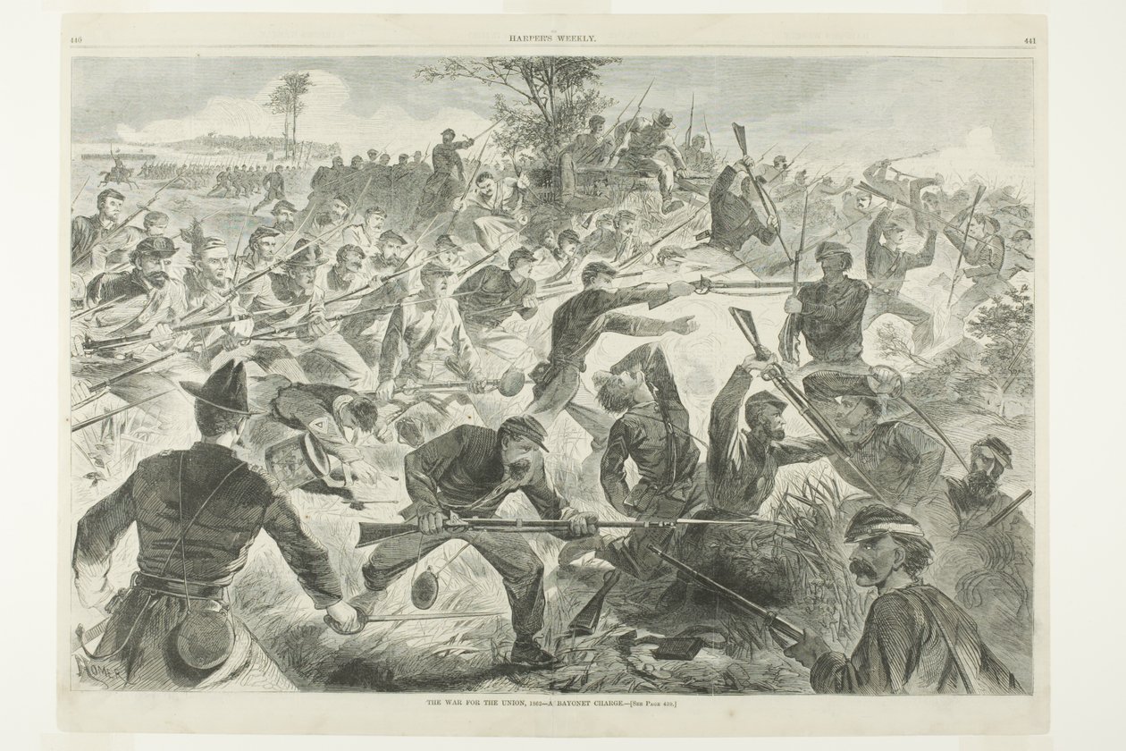 De oorlog voor de Unie, 1862 - Een bajonetaanval door Winslow Homer