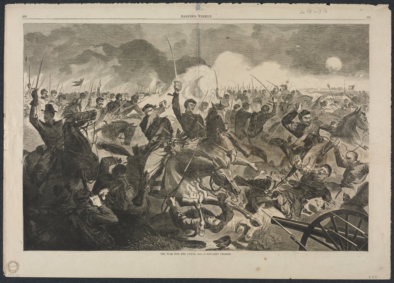 De oorlog voor de Unie, 1862 - Een cavalerieaanval, 1862 door Winslow Homer