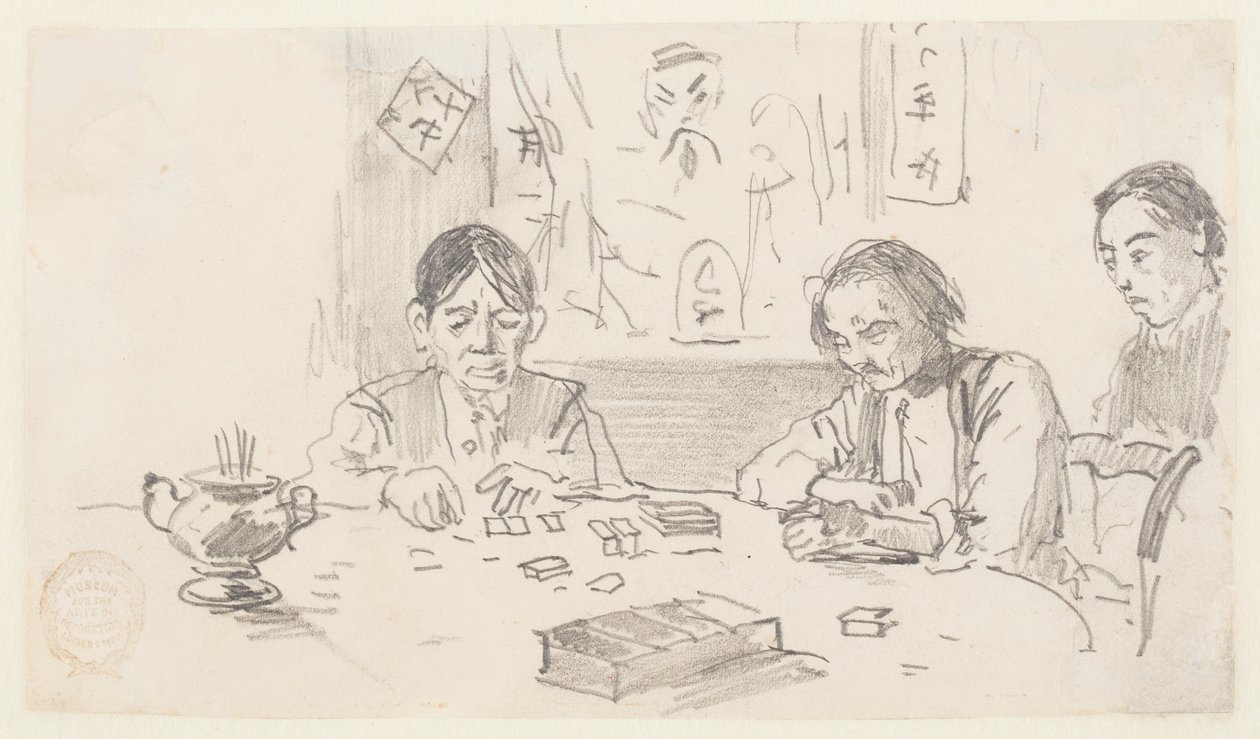 Drie Chinese Mannen die Domino Spelen in een Baxter Street Club-Huis, New York City door Winslow Homer