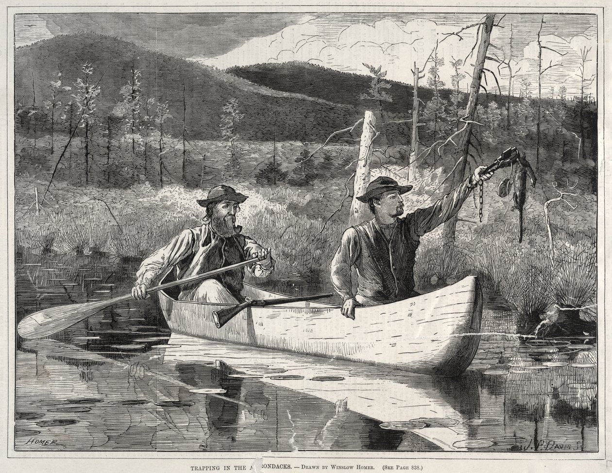 Vallen zetten in de Adirondacks door Winslow Homer