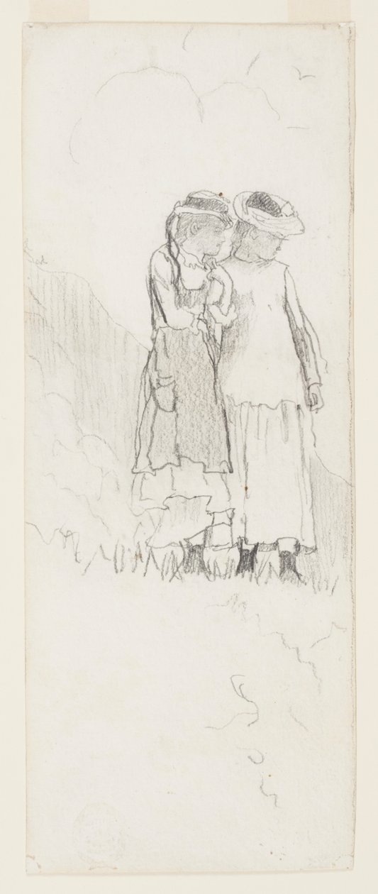 Twee jonge meisjes in een veld door Winslow Homer