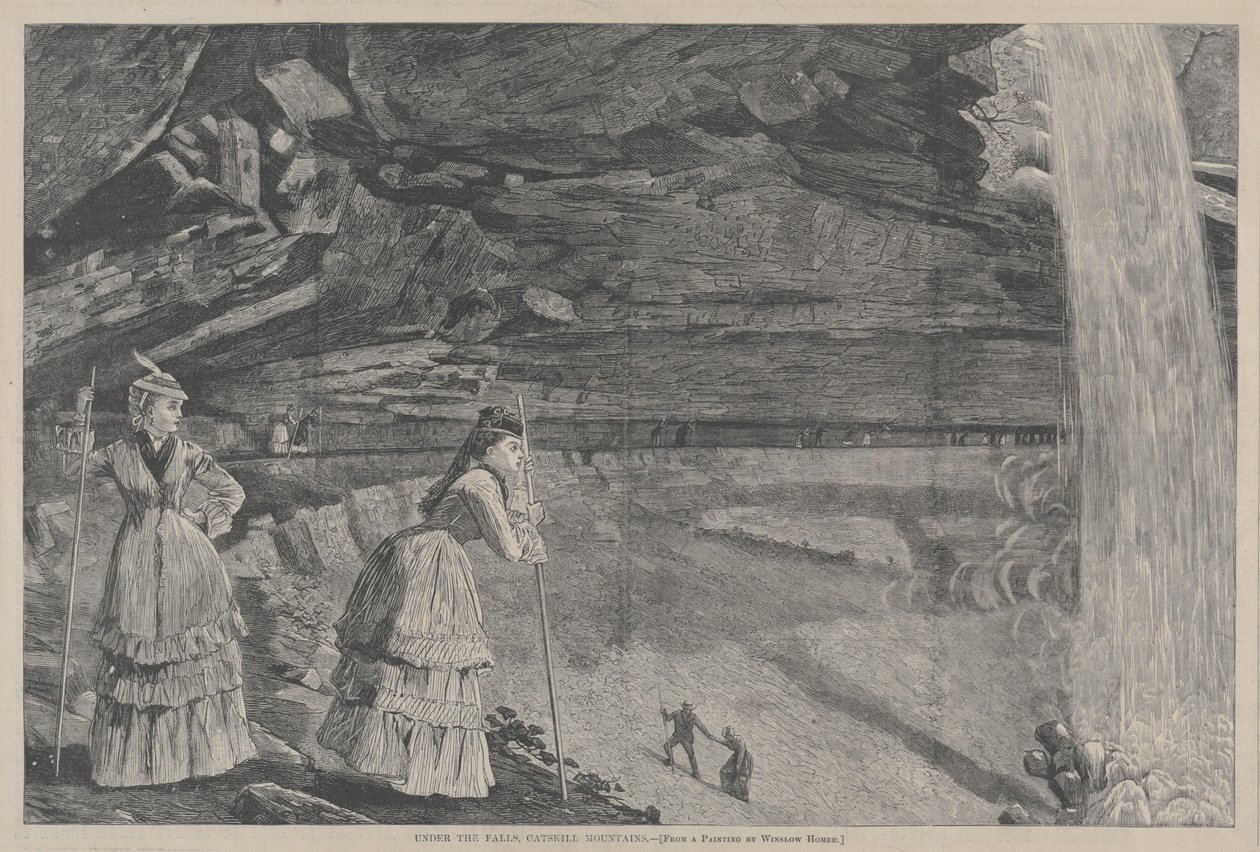 Onder de watervallen, Catskill Mountains – naar een schilderij van Winslow Homer door Winslow Homer