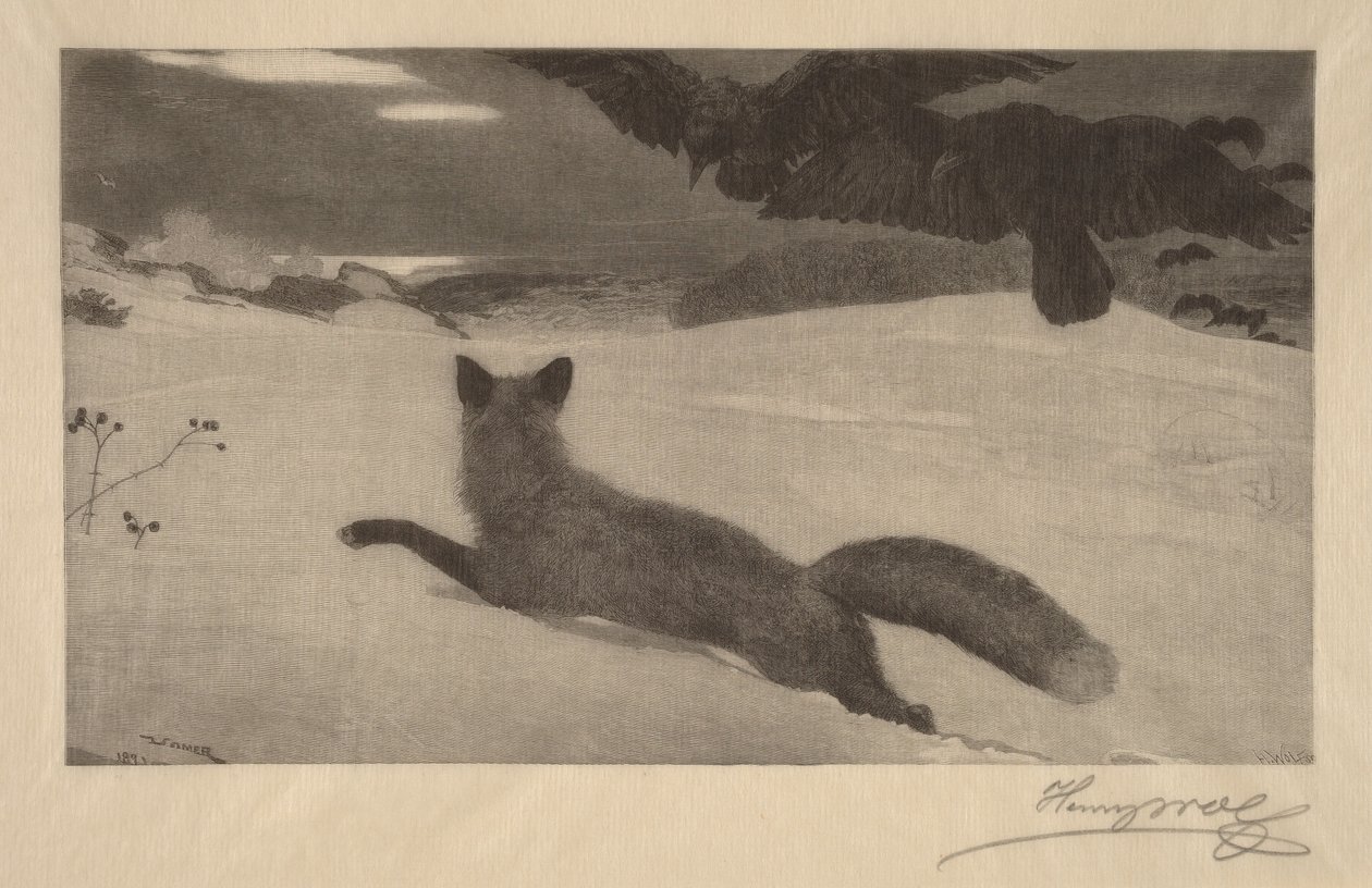 Winter, de vossenjacht door Winslow Homer