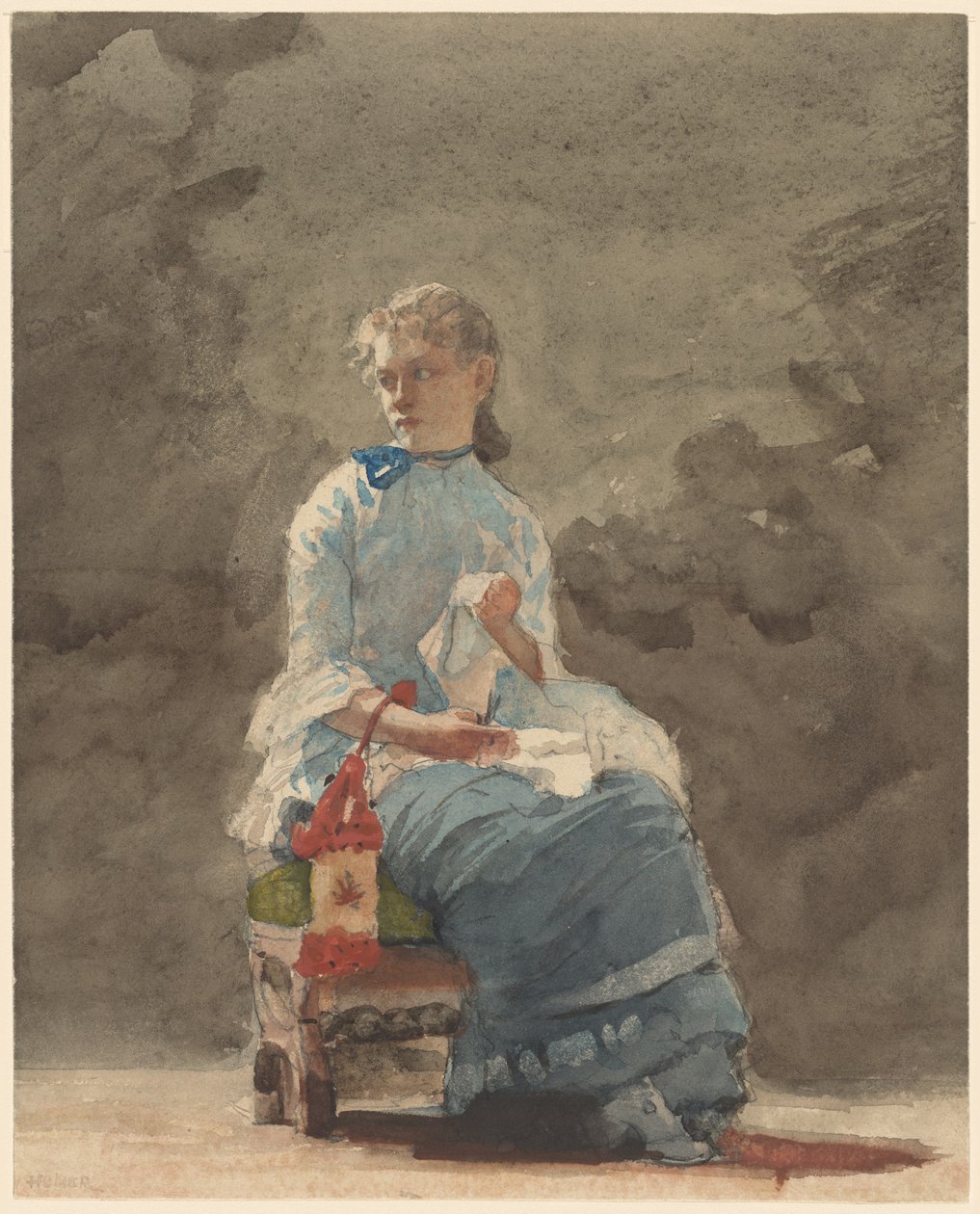 Vrouw die naait, 1878-9 door Winslow Homer