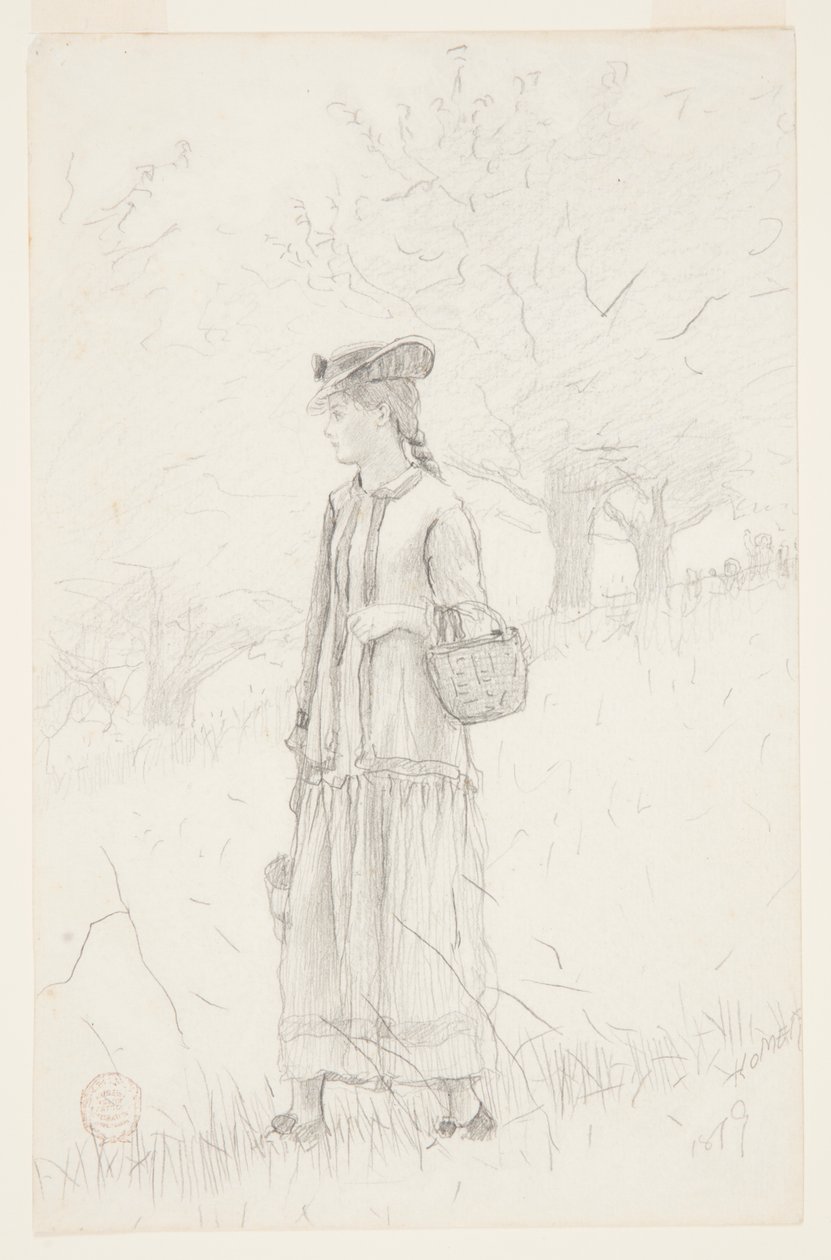 Jonge vrouw met een mand door Winslow Homer