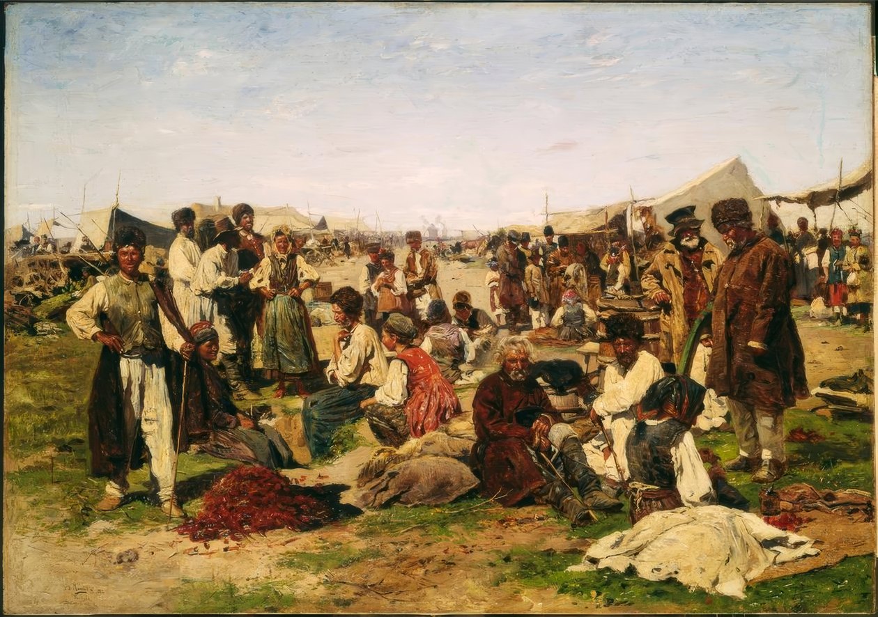 Jaarmarkt in Poltawa door Wladimir Jegorowitsch Makowski