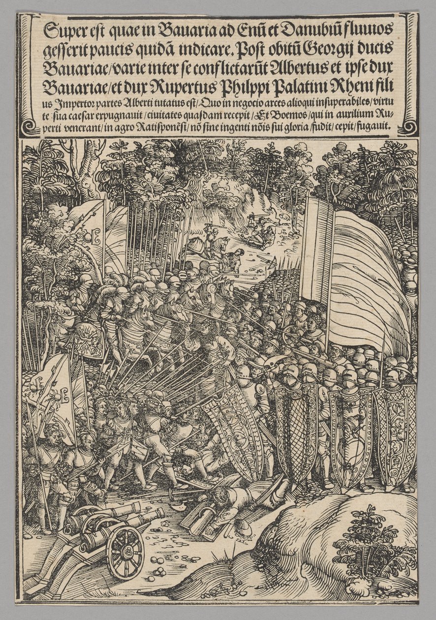 Beierse Oorlog, plaat 18 uit Historische Scènes uit het Leven van Keizer Maximiliaan I van de Triomfboog door Wolf Traut