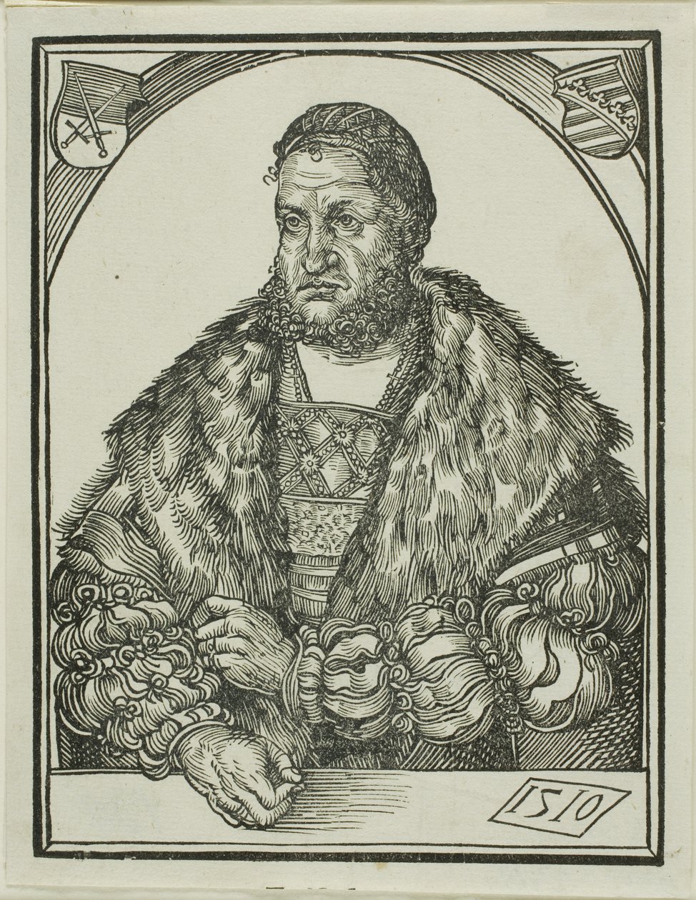 Keurvorst Frederik III van Saksen, uit Speculum intellectuale felicitatis humane door Wolf Traut