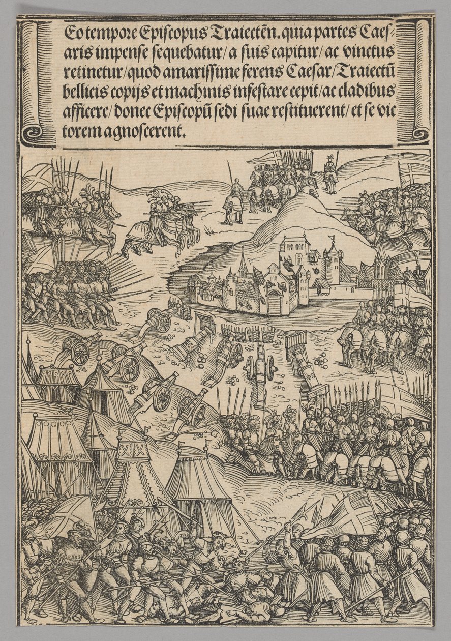 Belegering van Utrecht, plaat 6 uit Historische Taferelen uit het Leven van Keizer Maximiliaan I van de Triomfboog door Wolf Traut