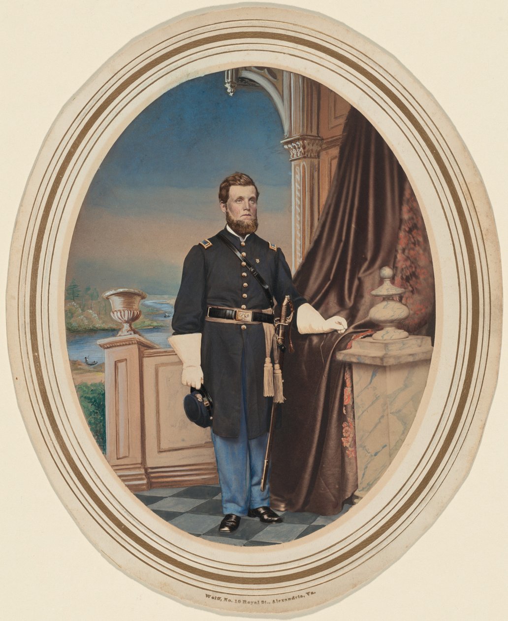 Portret van een eerste luitenant, infanterie, ca. 1863 (foto) door Wolff