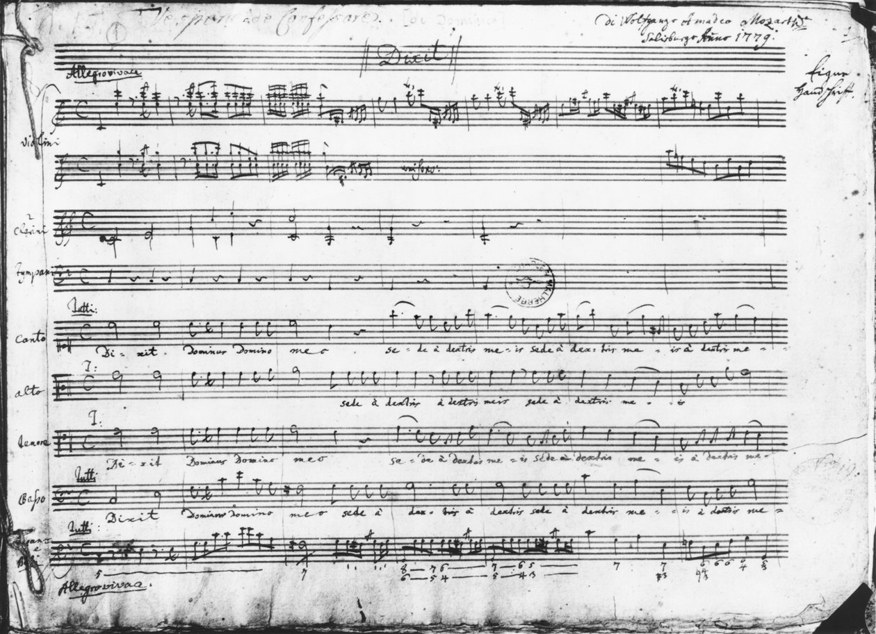 Zondag Vespers, 1779 door Wolfgang Amadeus Mozart