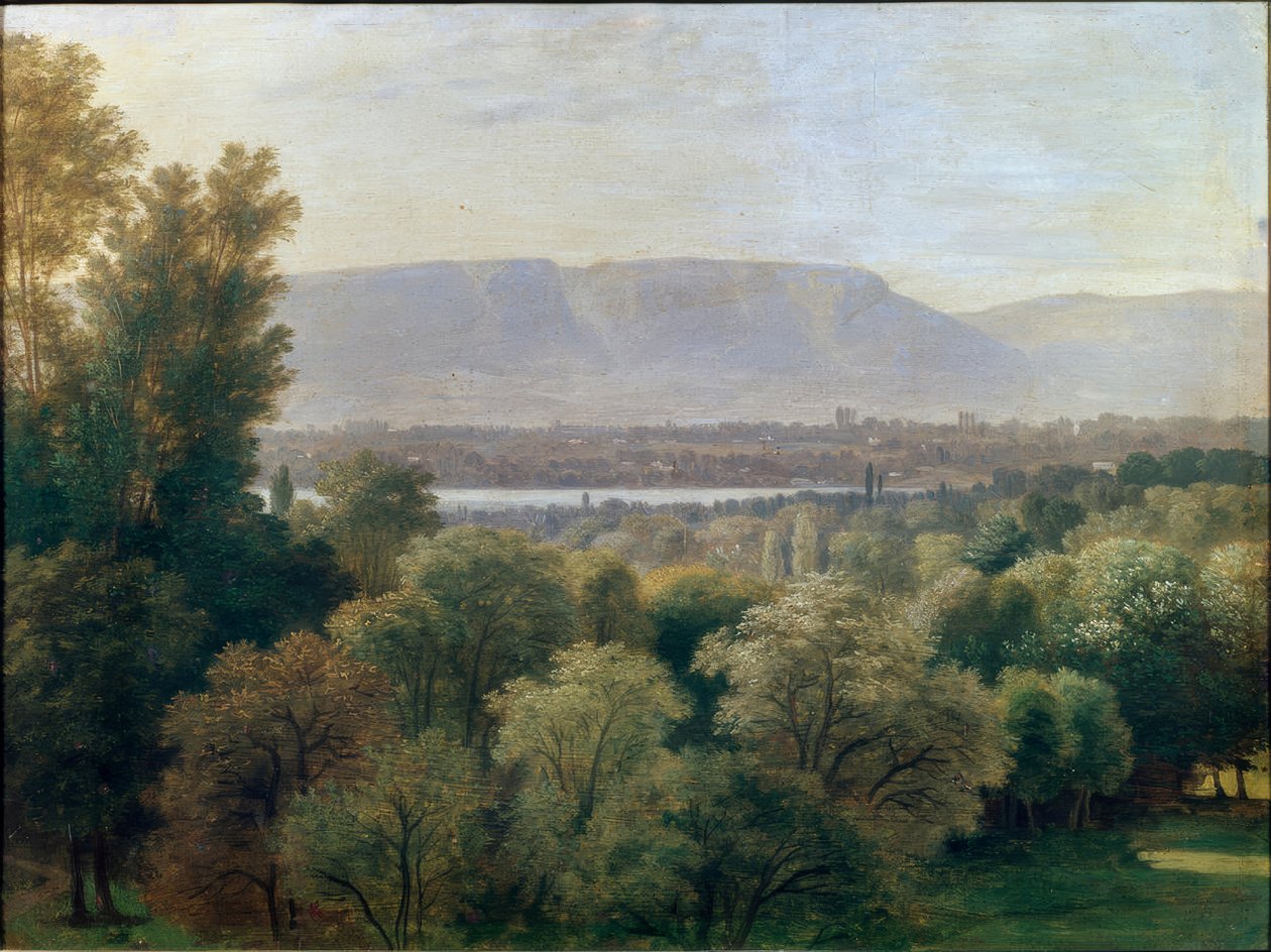 Uitzicht op het meer van Genève en de Salève door Wolfgang Adam Töpffer