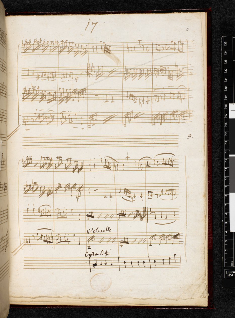 Adagio en Fuga in C klein, K. 546, Add. 28996, f.11r door Wolfgang Amadeus Mozart