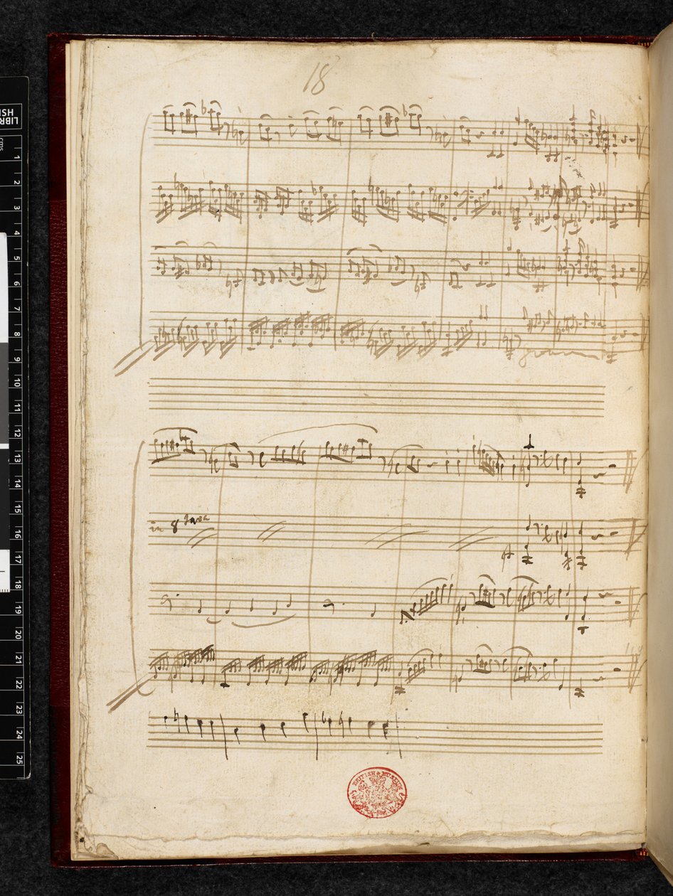 Adagio en Fuga in C klein, K. 546, Add. 28996, f.11v door Wolfgang Amadeus Mozart