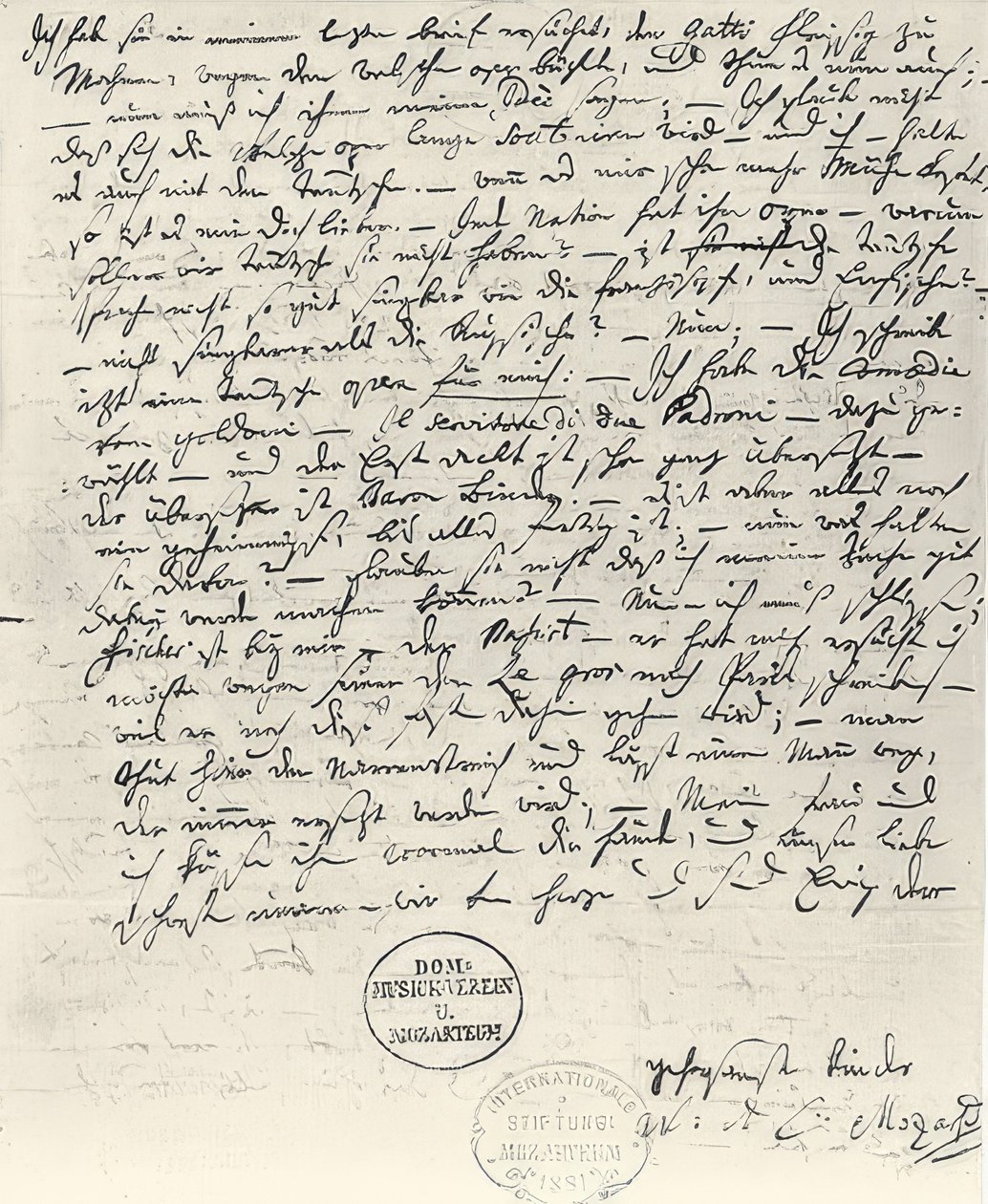 Handgeschreven Brief van Wolfgang Amadeus Mozart door Wolfgang Amadeus Mozart