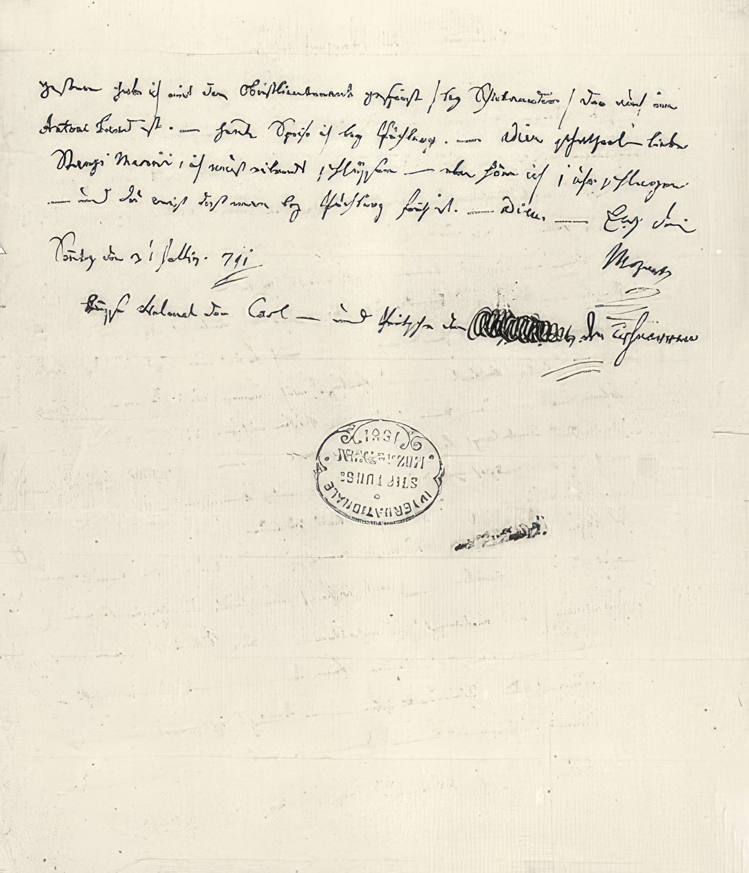 Wolfgang Amadeus Mozart (1756-1791) Oostenrijkse componist. Eigenhandige brief aan zijn vrouw Constanze door Wolfgang Amadeus Mozart