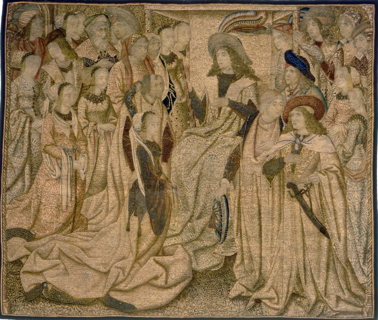 Tapijt met Ester gepresenteerd aan Ahasveros door Workshop of Brussel