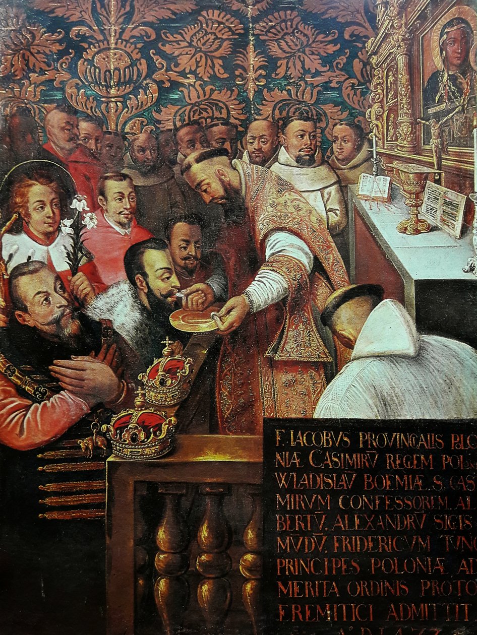 Communie van de Jagiellons op Jasna Góra in 1477 (Casimir IV Jagiellon met zijn zonen toegelaten tot de Jasna Góra Broederschap) door Workshop of Tommaso Dolabella