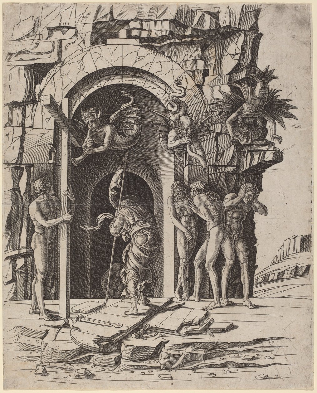 Nederdaling in de Limbo door Workshop of Andrea Mantegna