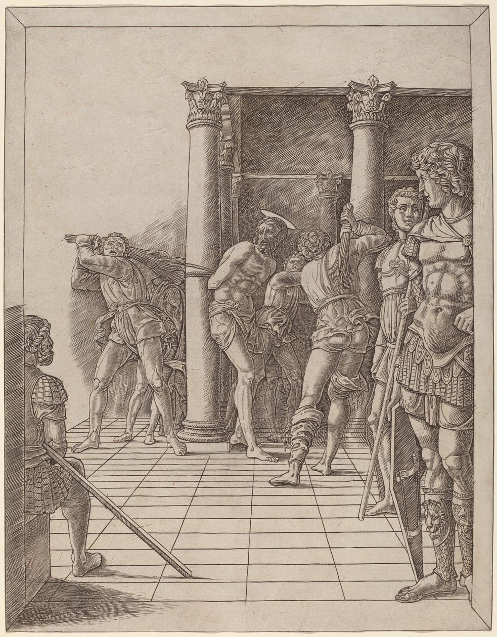 Geseling van Christus, met de Vloer door Workshop of Andrea Mantegna
