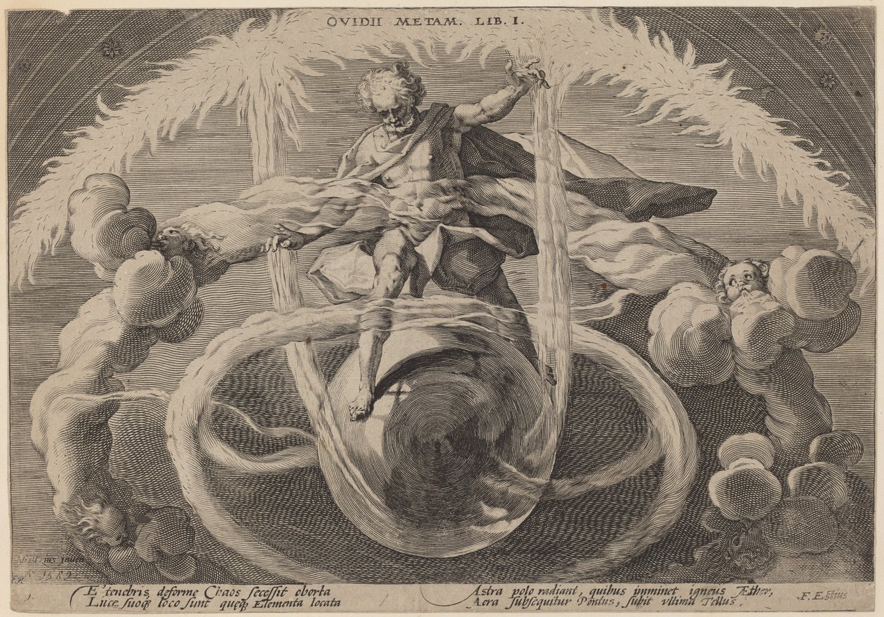 Chaos: Het Ontwarren van Chaos, of de Schepping van de Elementen door Workshop of Hendrick Goltzius, after Hendrick Goltzius