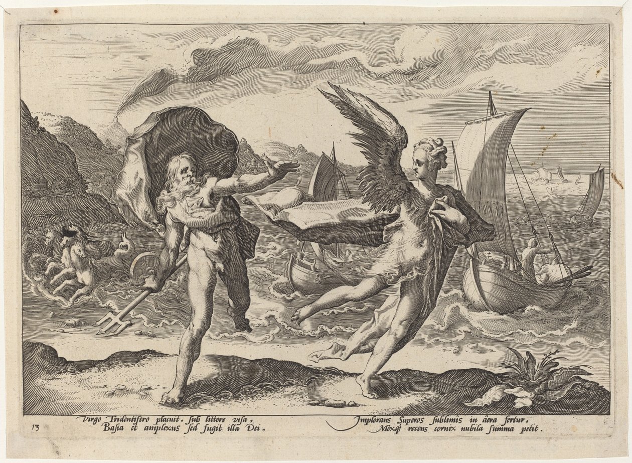 Coronis Veranderd in een Kraai door Workshop of Hendrick Goltzius, after Hendrick Goltzius