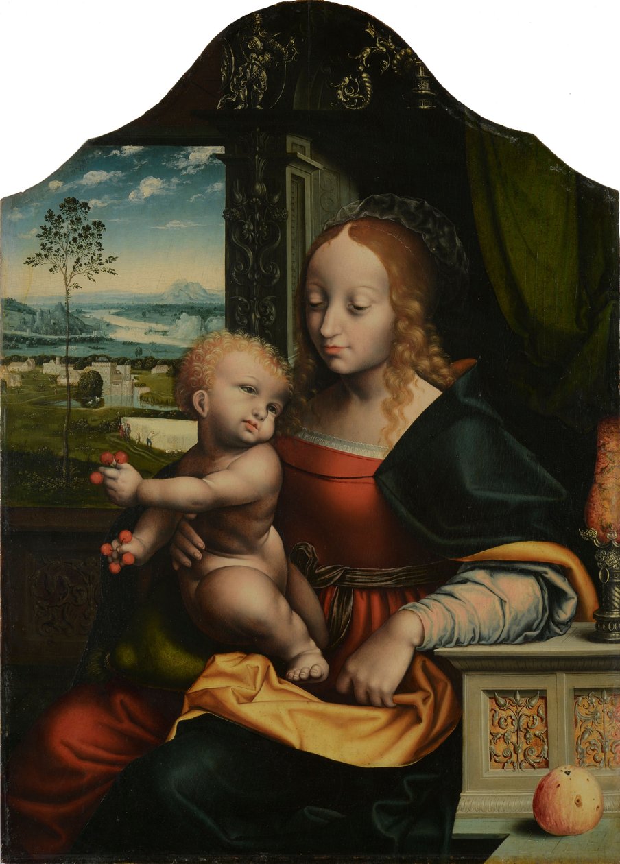 Madoona met kind door Workshop of Joos van Cleve
