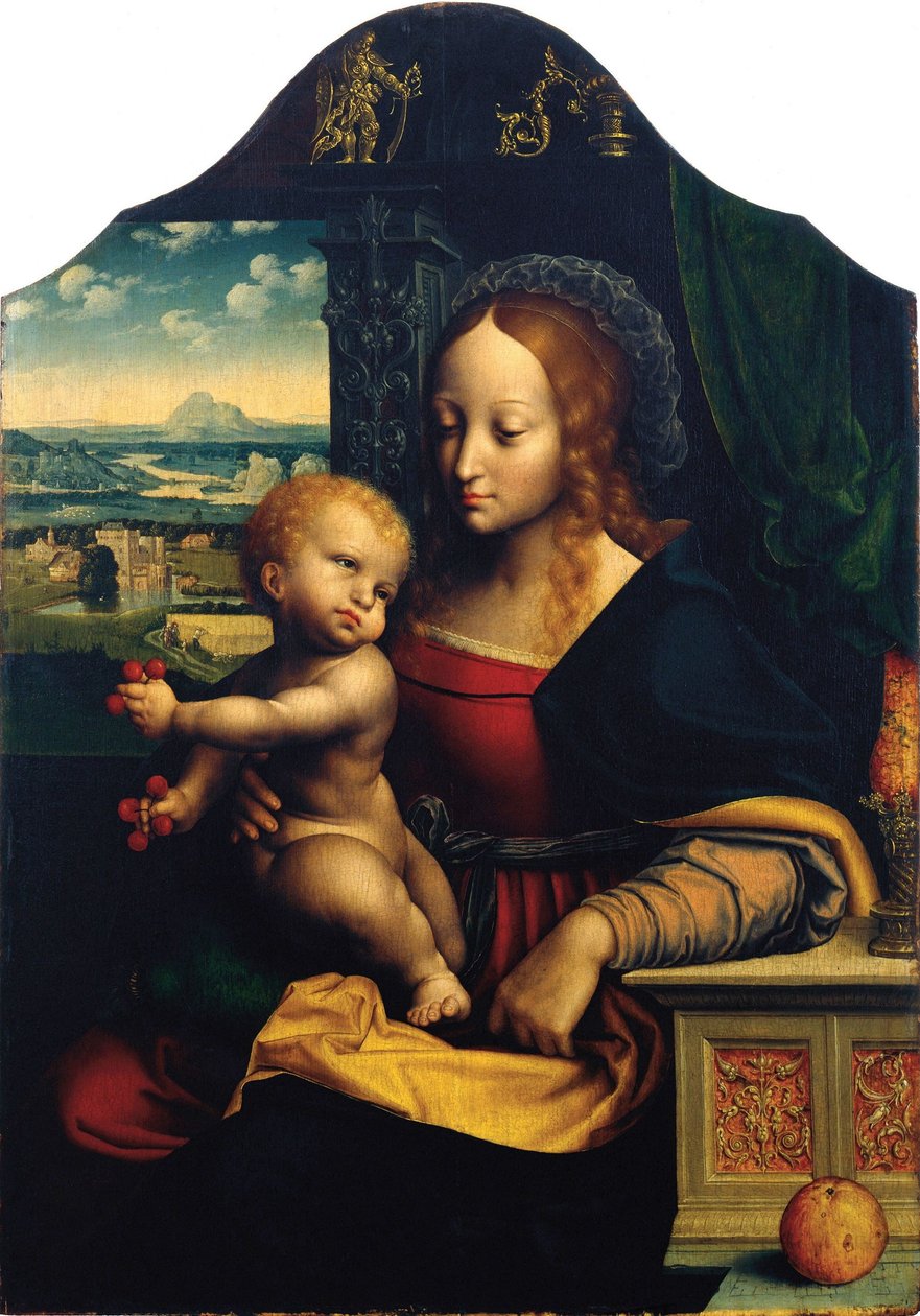Madoona met kind door Workshop of Joos van Cleve