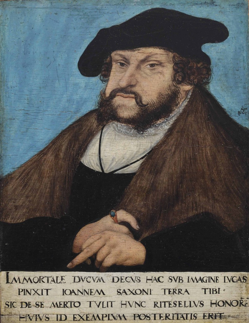 Duits: Portret van Jan de standvastige, keurvorst van Saksen Portret van Jan de standvastige, keurvorst van Saksen, keurvorst van Saksen door workshop of Lucas Cranach the Elder