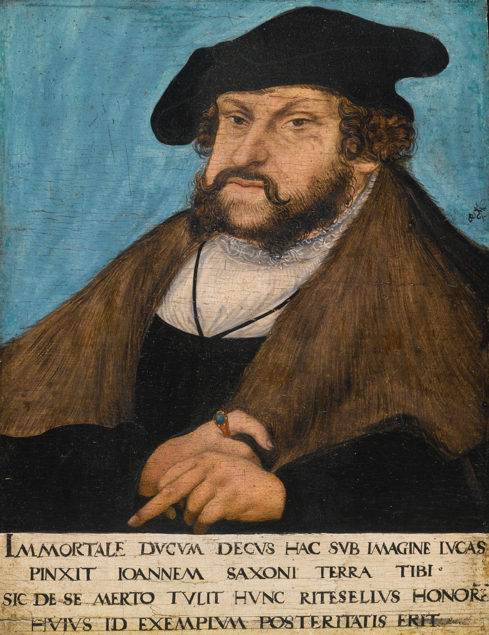 Duits: Portret van Jan de standvastige, keurvorst van Saksen Portret van Jan de standvastige, keurvorst van Saksen, keurvorst van Saksen door workshop of Lucas Cranach the Elder