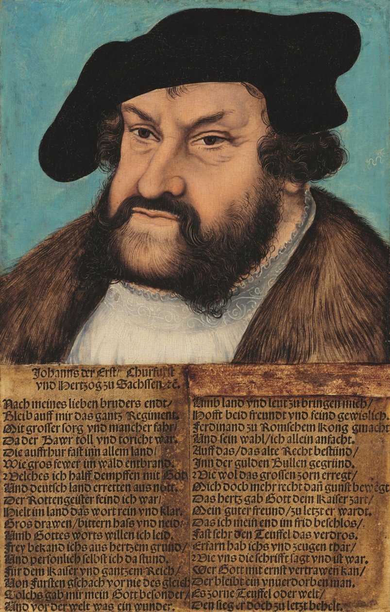 Duits: Johann der Beständige, Kurfürst von Sachsen (1486-1532) Johann de Standvastige. Keurvorst van Saksen (1486-1532) door workshop of Lucas Cranach the Elder