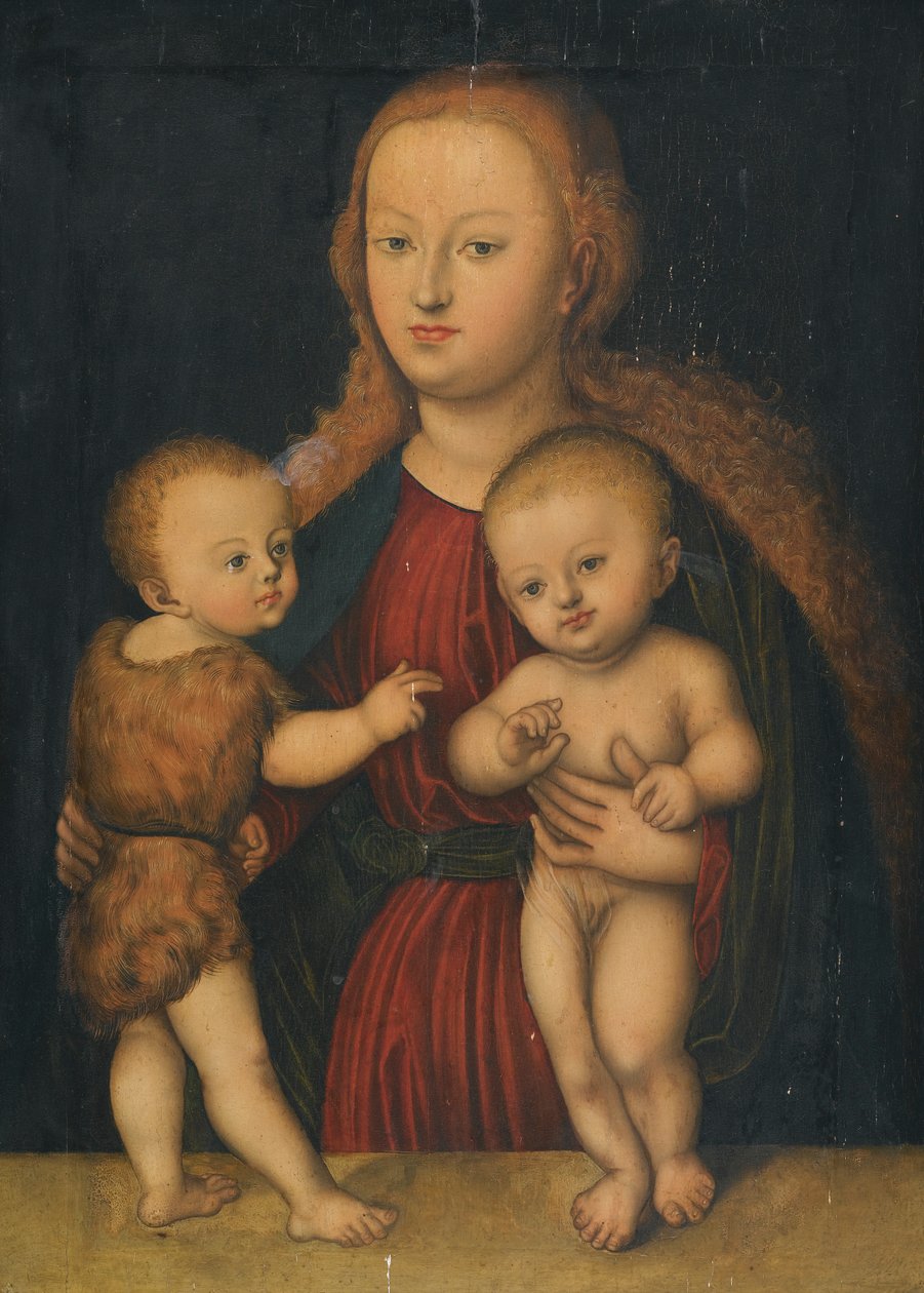 Duits: Madonna en Kind met Johannes de Doper Maagd en Kind met Johannes door workshop of Lucas Cranach the Elder