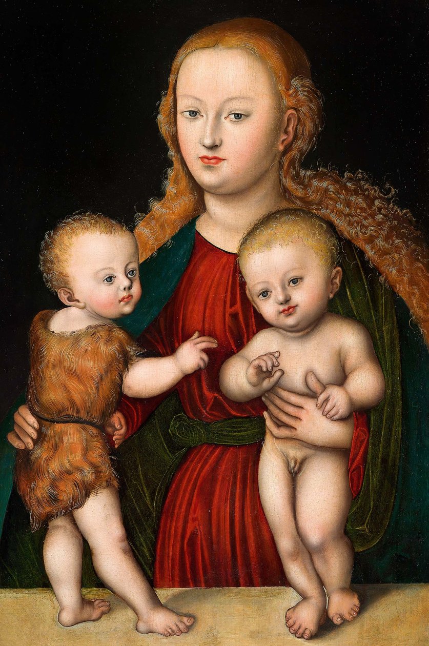 Duits: Madonna en Kind met Johannes de Doper Maagd en Kind met Johannes door workshop of Lucas Cranach the Elder