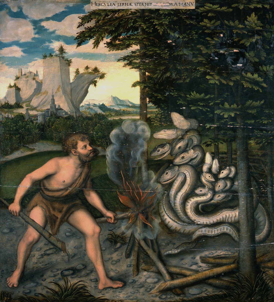 Hercules en de Hydra door workshop of Lucas Cranach the Elder