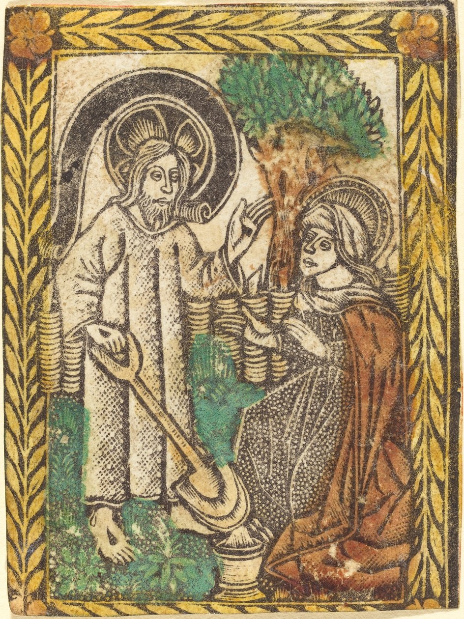 Christus Verschijnt aan de Magdalena als Tuinman door Workshop of Master of the Borders with