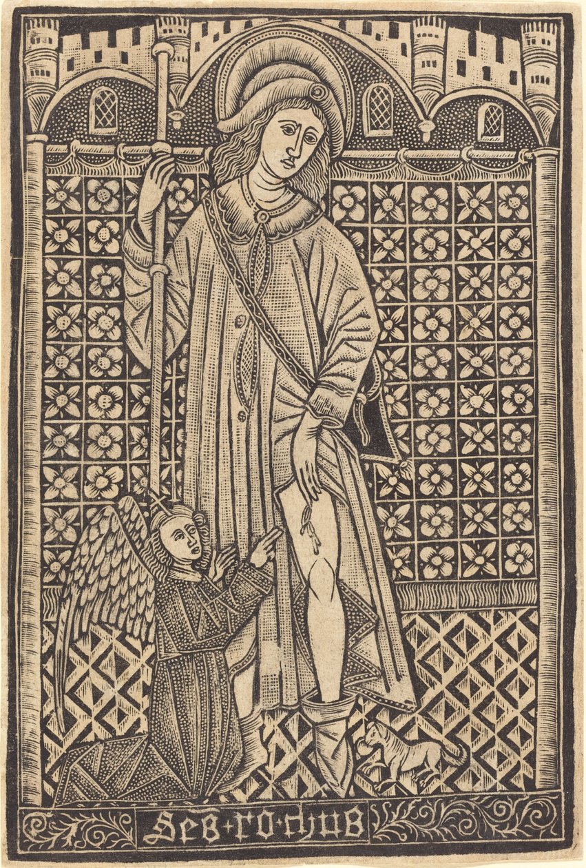 Sint Rochus door Workshop of Master of the Cologne Arms