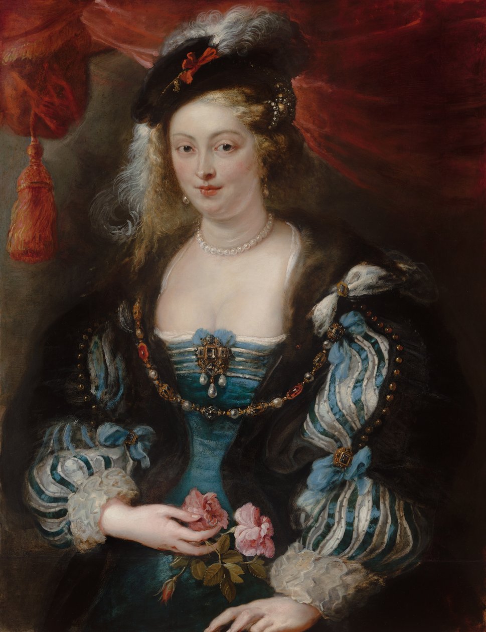 Portret van een jonge vrouw door Workshop of Peter Paul Rubens