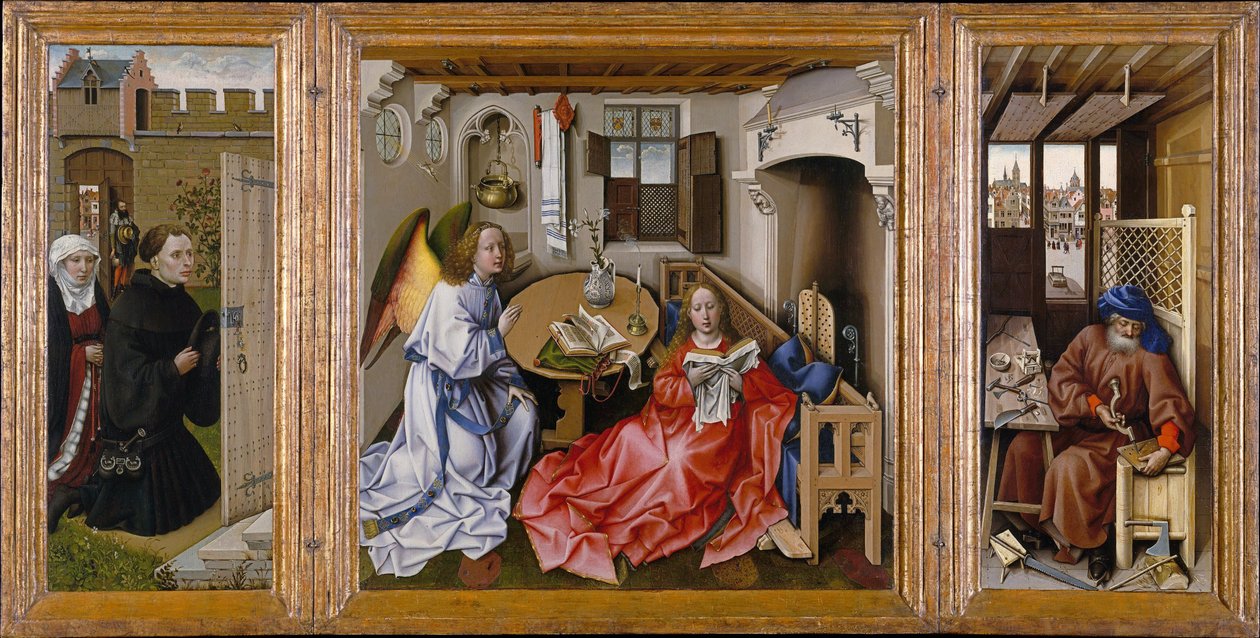Het Mérode-altaarstuk (De Annunciatie-triptiek) door Workshop of Robert Campin