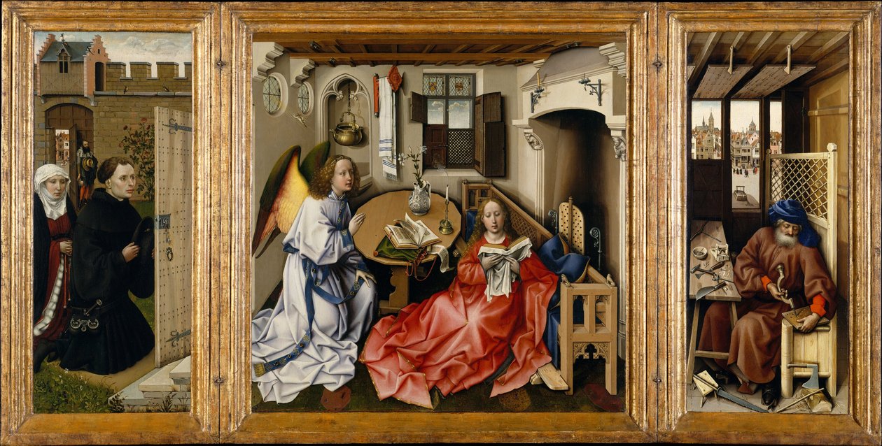Het Mérode-altaarstuk (De Annunciatie-triptiek) door Workshop of Robert Campin
