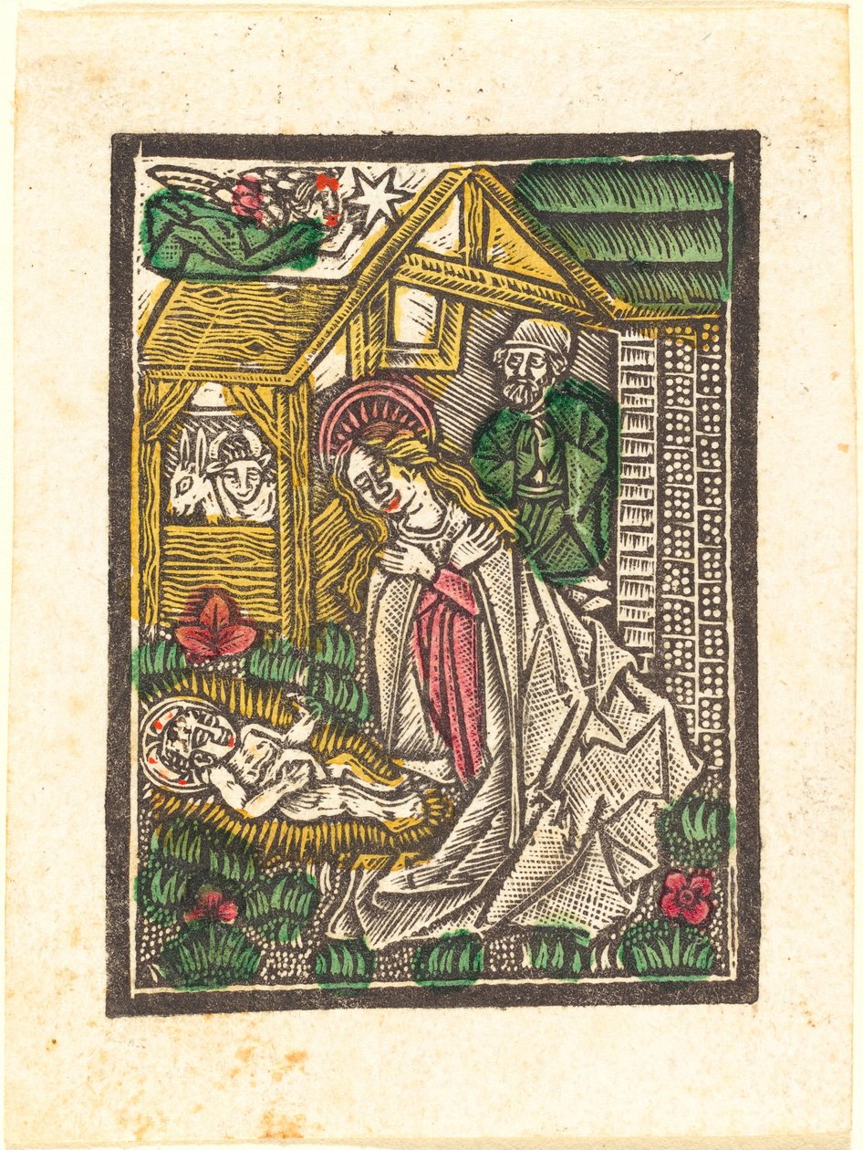 De geboorte van Christus door Workshop of the Master of the